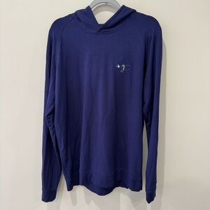 Holderness and Bourne Navy Size Large Fleece Hoodie Golf x Fly Fishing